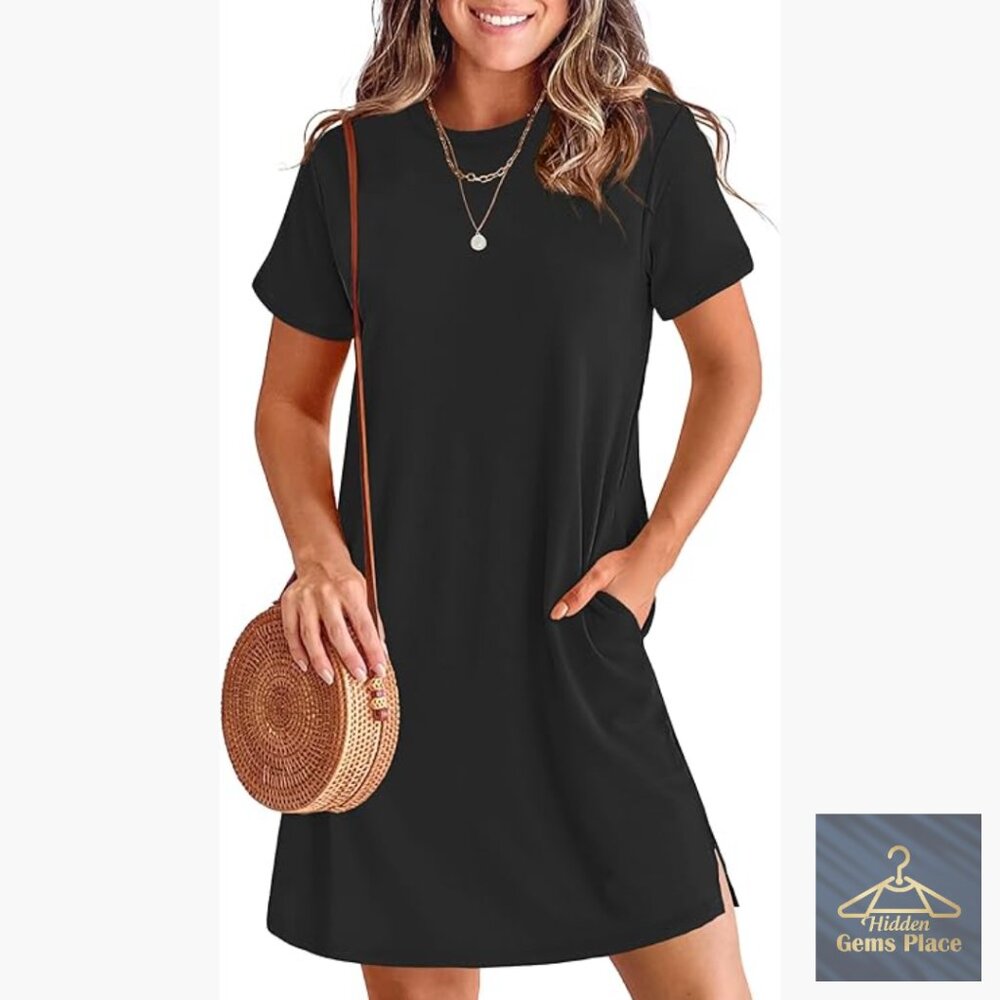 Short Sleeve Shift Dress, Striped Mini, Loose Fit, Summer Casual